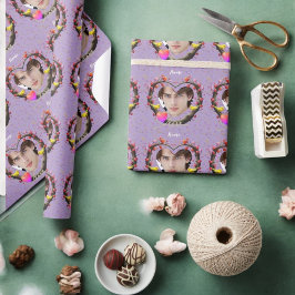 Papel De Presente Dia de os namorados com ave canária