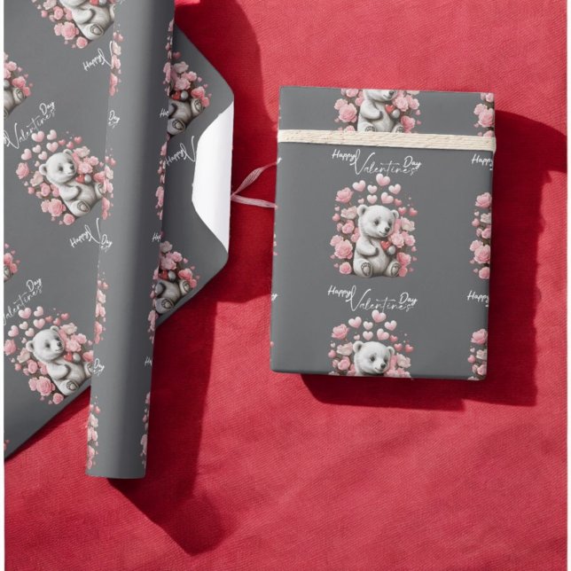 Papel De Presente Dia de os namorados com Urso Rico (Criador carregado)