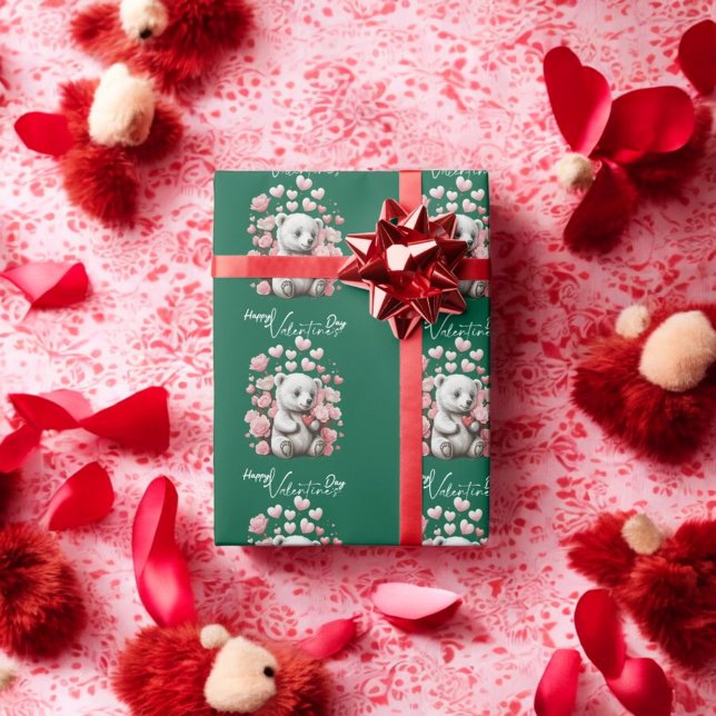 Papel De Presente Dia de os namorados com Urso Rico (Criador carregado)