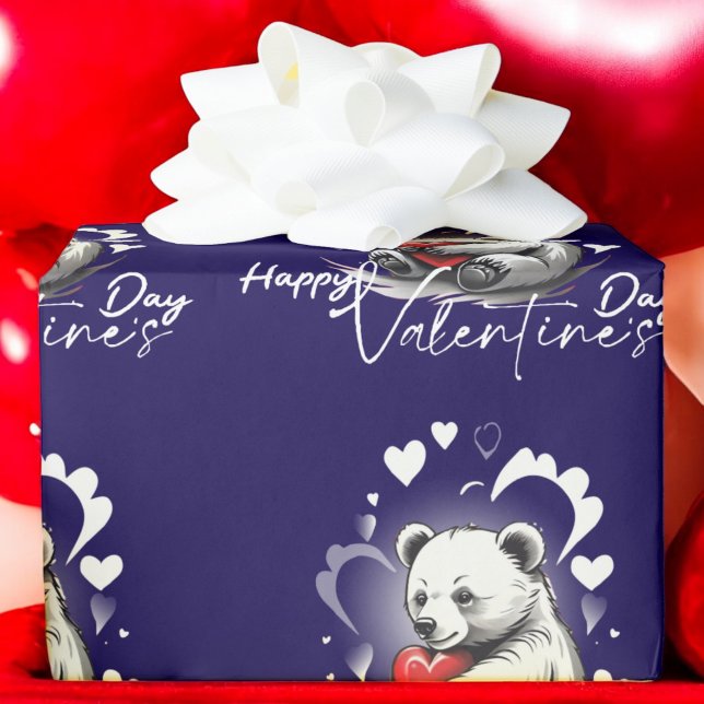 Papel De Presente Dia de os namorados com Urso Rico (Criador carregado)