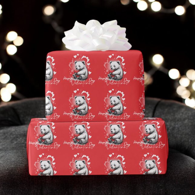 Papel De Presente Dia de os namorados com Urso Rico (Criador carregado)