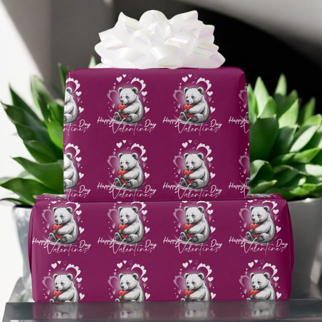 Papel De Presente Dia de os namorados com Urso Rico (Criador carregado)