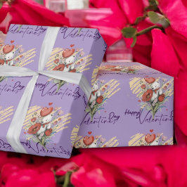 Papel De Presente Dia de os namorados com Urso Rico