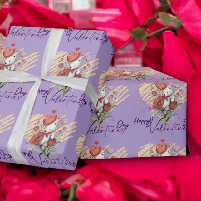 Papel De Presente Dia de os namorados com Urso Rico (Criador carregado)