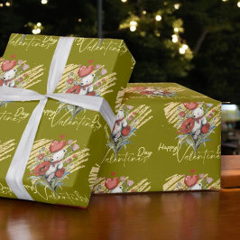 Papel De Presente Dia de os namorados com Urso Rico