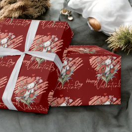 Papel De Presente Dia de os namorados com Urso Rico