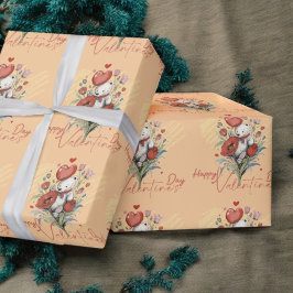 Papel De Presente Dia de os namorados com Urso Rico