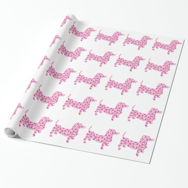 Papel De Presente Dia de os namorados Dachshund (Desenrolado)