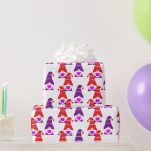 Papel De Presente Dia de os namorados Gnome Red Black White Wra