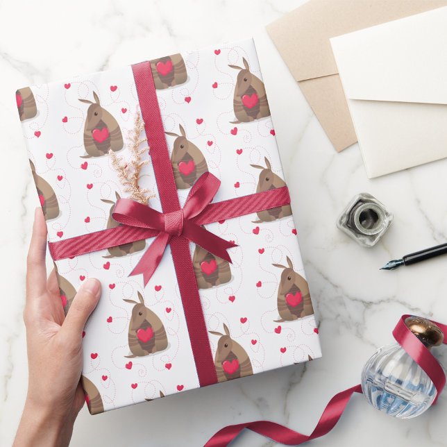 Papel De Presente Dia de os namorados Heart Texas Armadillo (Criador carregado)