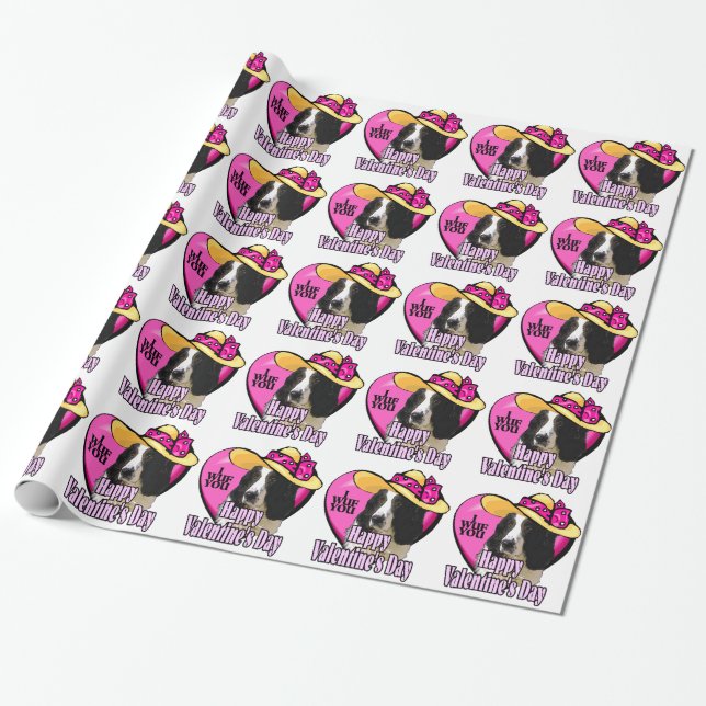 Papel De Presente Dia de os namorados Inglês Springer Spaniel (Desenrolado)