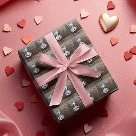 Papel De Presente Dia de os namorados Rato Vermelho Corações Rústico