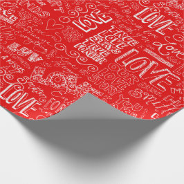 Papel De Presente Dia de os namorados Red White True Love Word Art