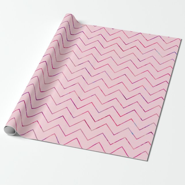 Papel De Presente Dia de os namorados Zig-zag rosa (Desenrolado)