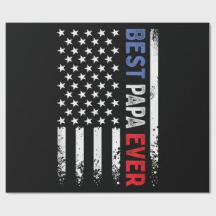 Papel De Presente Dia de os pais Best Papa Ever com bandeira america