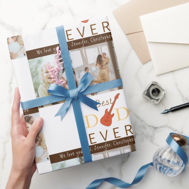 Papel De Presente Dia de os pais de Colagem de Fotografias do Melhor (Presentear)