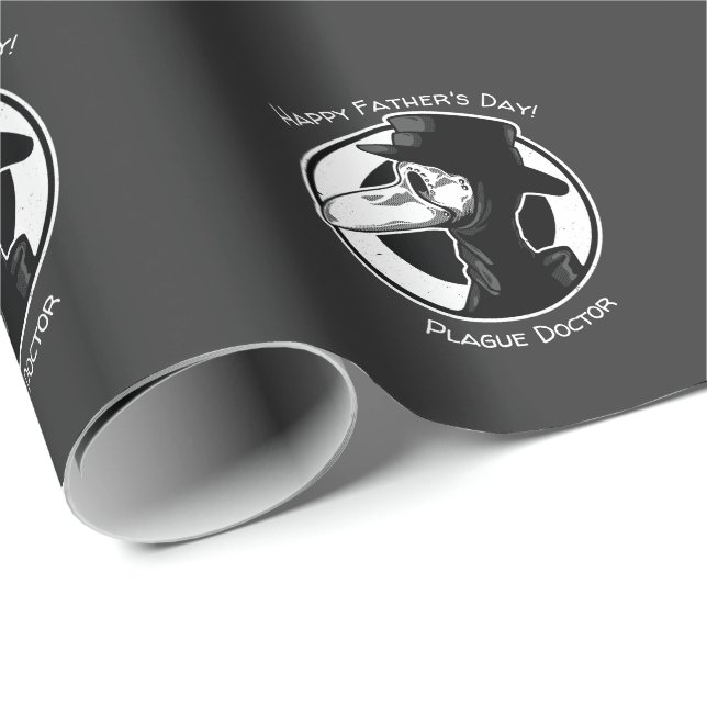 Papel De Presente Dia de os pais Peste Médica Bird Mask B/W Steampun (Ponta do rolo)