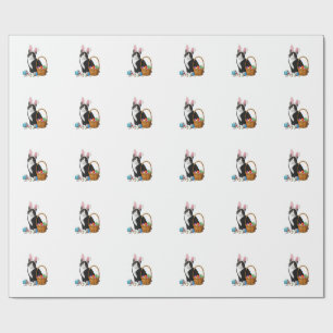 Papel De Presente Dia de Páscoa Gato Orelhas de Coelho Ovos Gráfico 