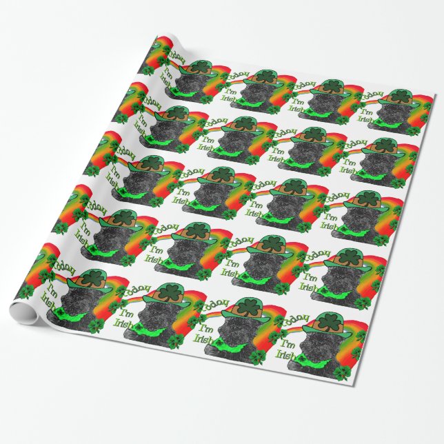 Papel De Presente Dia de São Patrício Affenpinscher (Desenrolado)