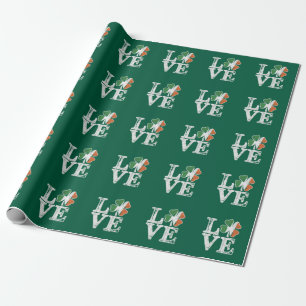 Papel De Presente Dia de São Patrício Amor Sorte Trevo Irlandês Verd