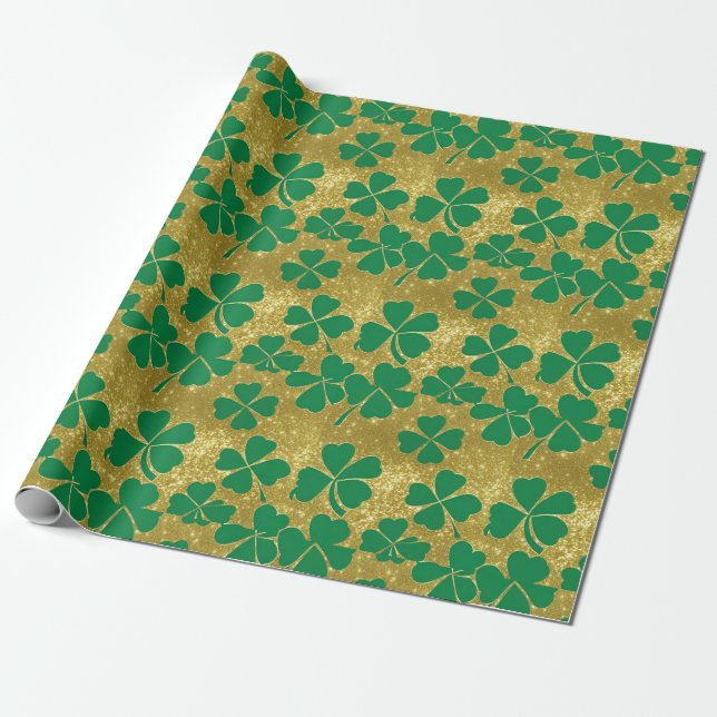 Papel De Presente Dia de São Patrício Chic, Dourado Vestido Verde Sh (Desenrolado)