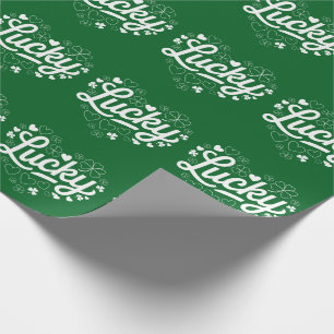 Papel De Presente Dia de São Patrício Coração Trevo da Sorte Shamroc