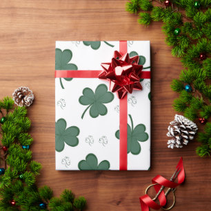 Papel De Presente Dia de São Patrício de Padrão de Shamrock Verde