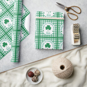 Papel De Presente Dia de São Patrício NOME Trevo Irlandês Verde Veri