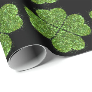 Papel De Presente dia de São Patrício, trevo verde brilhante irlandê