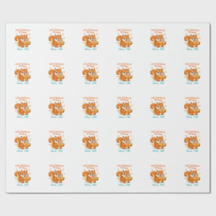 Papel De Presente Dia Divertido do Pi com Animal e Torta – Presente