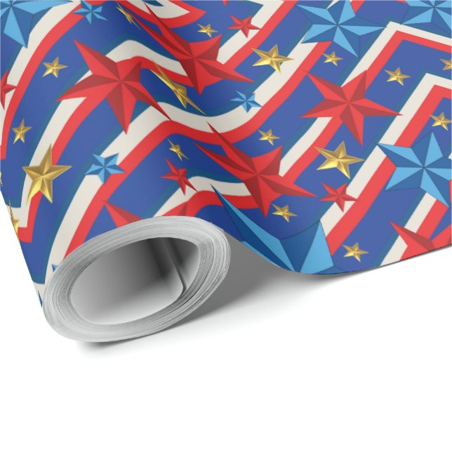 Papel De Presente Dia do Trabalho Patriótico (Ponta do rolo)