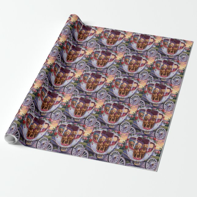 Papel De Presente Dia dos Namorados do Cão Vizsla (Desenrolado)
