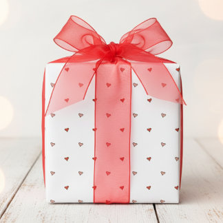 Papel De Presente Dia dos Namorados Minimalista Corações Vermelhos R