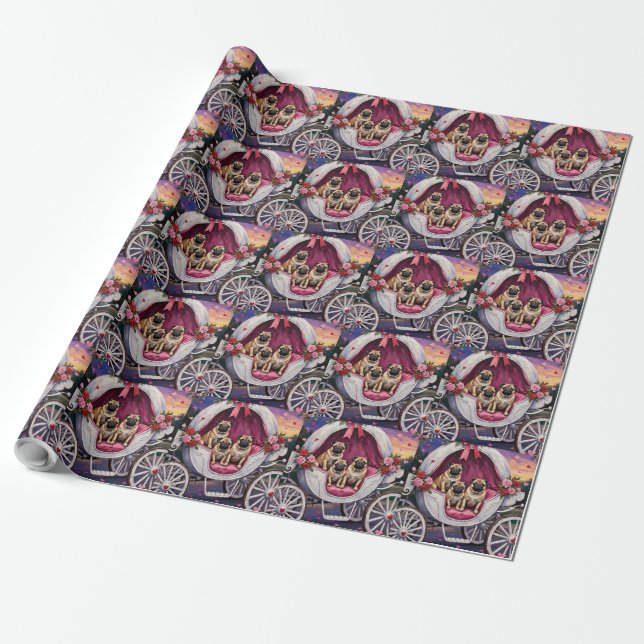 Papel De Presente Dia dos Namorados Pug (Desenrolado)