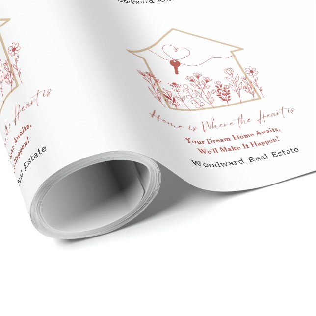 Papel De Presente Dia dos Namorados | Slogan do Realtor Personalizad (Ponta do rolo)