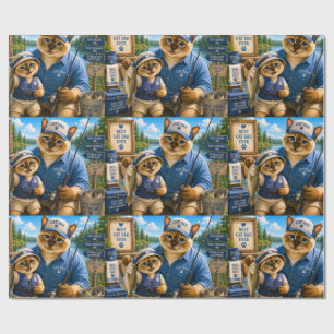 Papel De Presente Dia dos Pais para Gato Pai Amante da Pesca