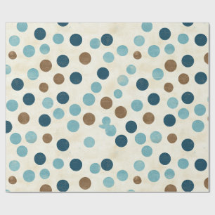 Papel De Presente Dia dos Pais Vintage em Pontos Azul e Marrom