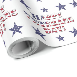 Papel De Presente Dia dos Veteranos Felizes Americanos