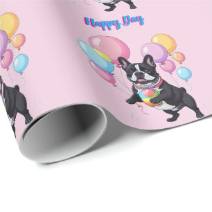 Papel De Presente Dia Feliz do Bulldog Francês Bulldogue Francês