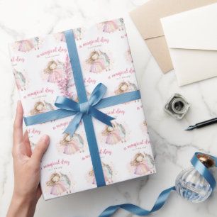 Papel De Presente Dia Mágico de Aniversário de Unicórnio