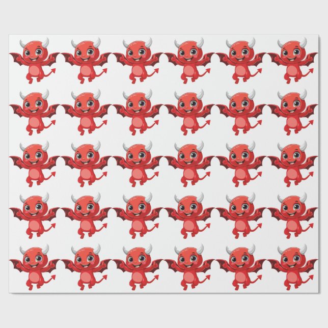 Papel De Presente Diabo voador de desenho animado fofo (Aberto)