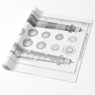 Papel De Presente Diagrama do farol da ilha de Bodie do vintage