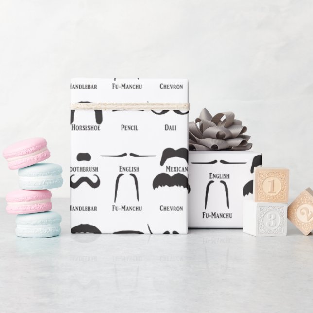 Papel De Presente Diagrama legal de bigode engraçado (Chá de bebê)