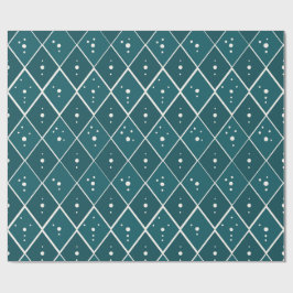 Papel De Presente Diamante Azul Turquesa Escandinavo Moderno
