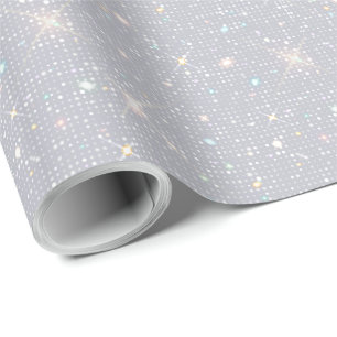 Papel De Presente Diamante Branca de Espumantes de Textura Luminosa