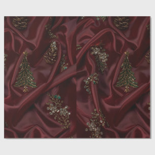 Papel De Presente Diamante de aparência de seda bordô