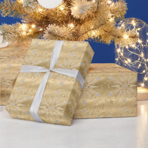 Papel De Presente Diamante de Floco de Neve Dourado de luxo