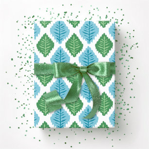 Papel De Presente Diamante de Folha de Venera em Verde e Água