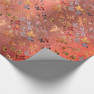 Papel De Presente Diamante Dourado das gemas dos insetos da