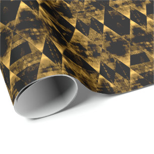 Papel De Presente Diamante Dourado e preto irregular